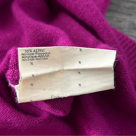 Emanuel Ungaro Fever Wool Blend Beaded Open Long Sleeve Sweater Size S Fuchsia - Picture 9 of 9